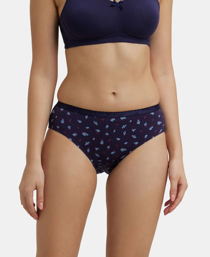 High Coverage Super Combed Cotton Hipster With Ultrasoft Exposed Waistband and StayFresh Treatment - Dark Prints-2