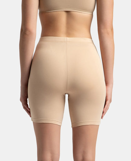 High Coverage Super Combed Cotton Elastane Stretch Shorties With Concealed Waistband - Black & Skin (Pack of 2)