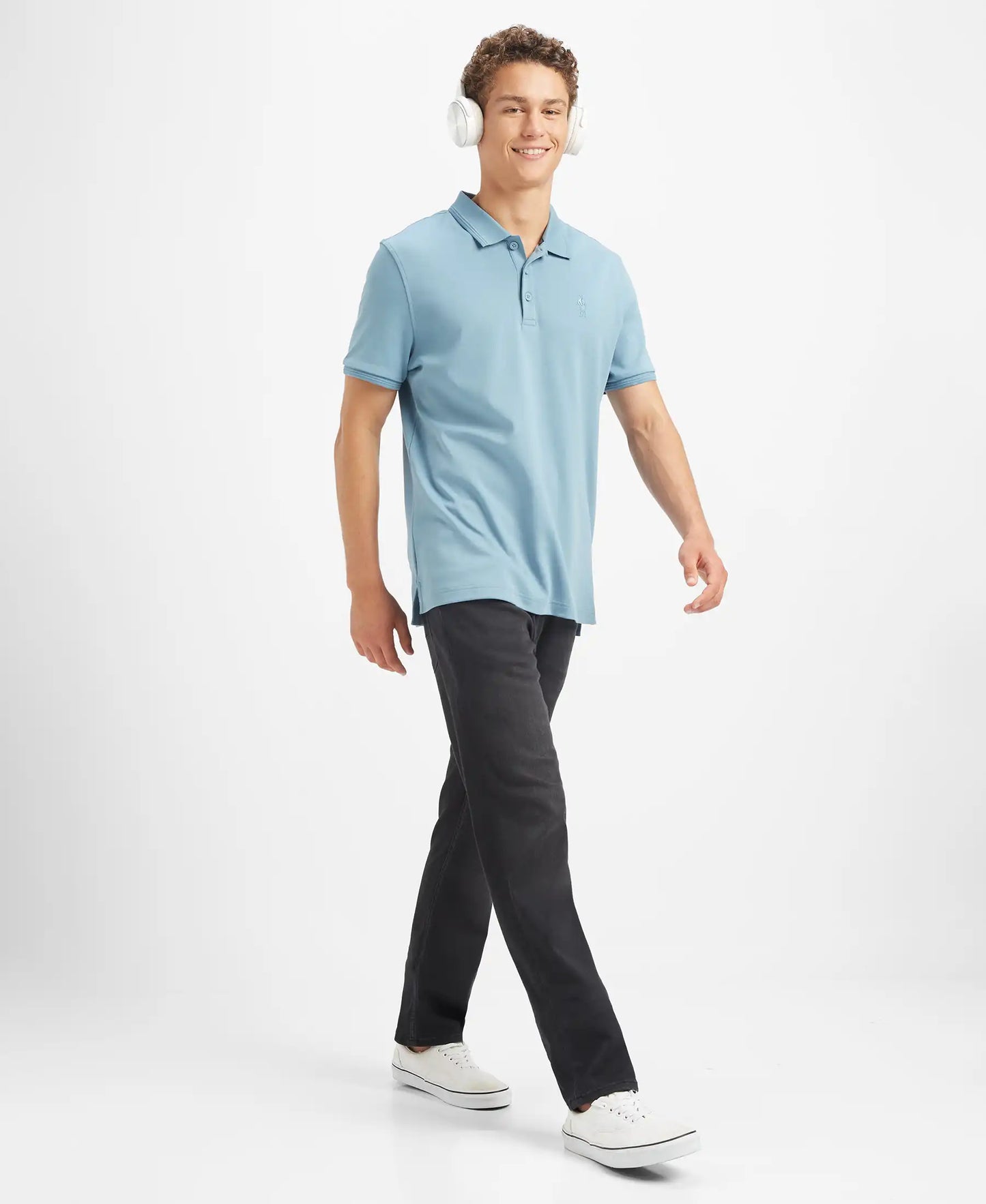 Super Combed Cotton Rich Solid Half Sleeve Polo T-Shirt - Provincial Blue