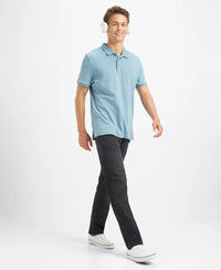 Super Combed Cotton Rich Solid Half Sleeve Polo T-Shirt - Provincial Blue