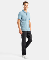 Super Combed Cotton Rich Solid Half Sleeve Polo T-Shirt - Provincial Blue