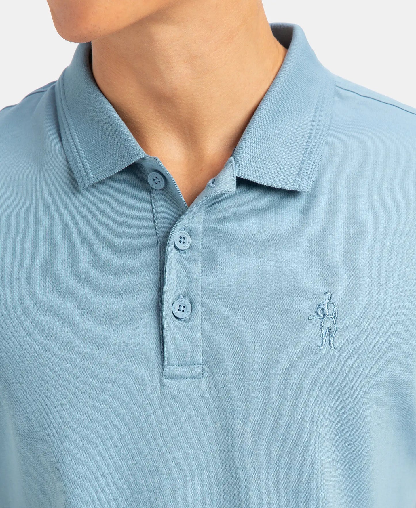 Super Combed Cotton Rich Solid Half Sleeve Polo T-Shirt - Provincial Blue