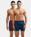 Super Combed Mercerized Cotton Woven Checkered Inner Boxers with Ultrasoft and Durable Inner Waistband - Mauve Wine & Seaport Teal-1
