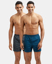 Super Combed Mercerized Cotton Woven Checkered Inner Boxers with Ultrasoft and Durable Inner Waistband - Navy & Seaport Teal-1