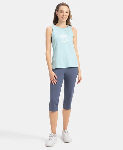 Super Combed Cotton Relaxed Fit Printed Racerback Styled Tank Top - Sea Angel