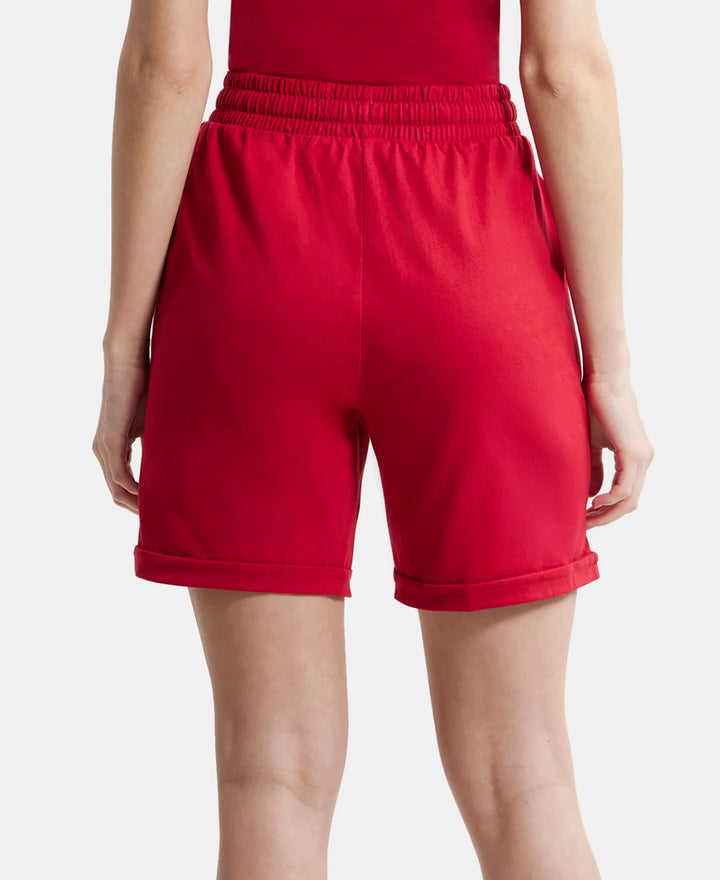Super Combed Cotton Rich Regular Fit Shorts with Side Pockets - Jaster Red