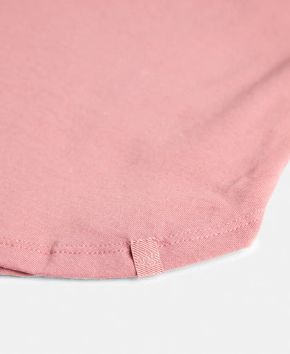 Super Combed Cotton Rich Solid Curved Hem Styled Tank Top - Brandied Apricot