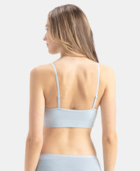 Wirefree Seamfree Non Padded Micro Touch Nylon Elastane Stretch Full Coverage Bra with Optional Cross Back Styling - Skyway