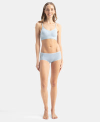 Wirefree Seamfree Non Padded Micro Touch Nylon Elastane Stretch Full Coverage Bra with Optional Cross Back Styling - Skyway