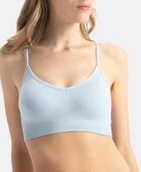 Wirefree Seamfree Non Padded Micro Touch Nylon Elastane Stretch Full Coverage Bra with Optional Cross Back Styling - Skyway