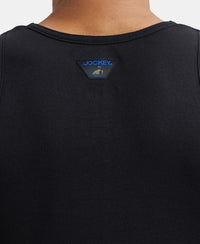 Pack of 3 Super Combed Cotton Rib Round Neck Sleeveless Vest - White-Grey Melange, Teal Green-Black & Neon Blue