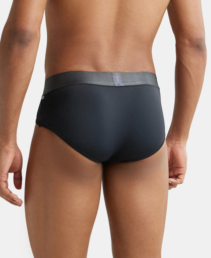 Tactel Microfiber Elastane Stretch Solid Brief with Moisture Move Properties - Black (Pack of 2)