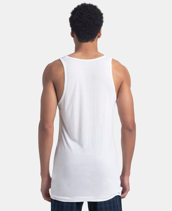 Bamboo And Tencel Modal Blend Sleeveless Vest With Extended Length - White