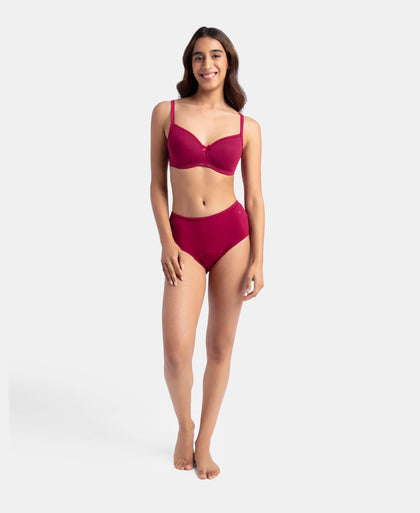 Super Combed Cotton Elastane Stretch Period Panty with Leak Proof Inner Absorbent Layer and StayFresh Treatment - Black & Beet Red (Pack of 2)