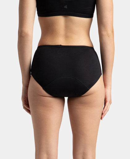 Super Combed Cotton Elastane Stretch Period Panty with Leak Proof Inner Absorbent Layer and StayFresh Treatment - Black & Beet Red (Pack of 2)