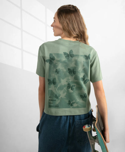 Super Combed Cotton Rich Oversized Graphic Print T-Shirt with Drop Shoulder Styling - Lily Pad